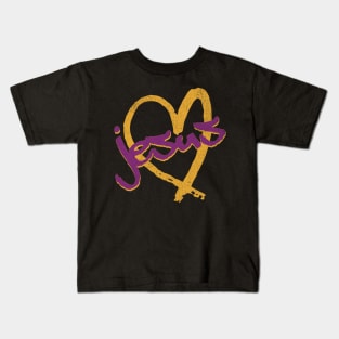 I Love Jesus Vintage 80's & 90's Purple and Yellow Kids T-Shirt